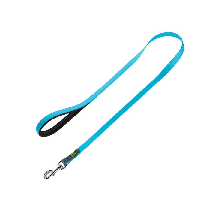 Correa azul para perro Hunter Convenience 20 mm x 1,2 m con asa acolchada de neopreno