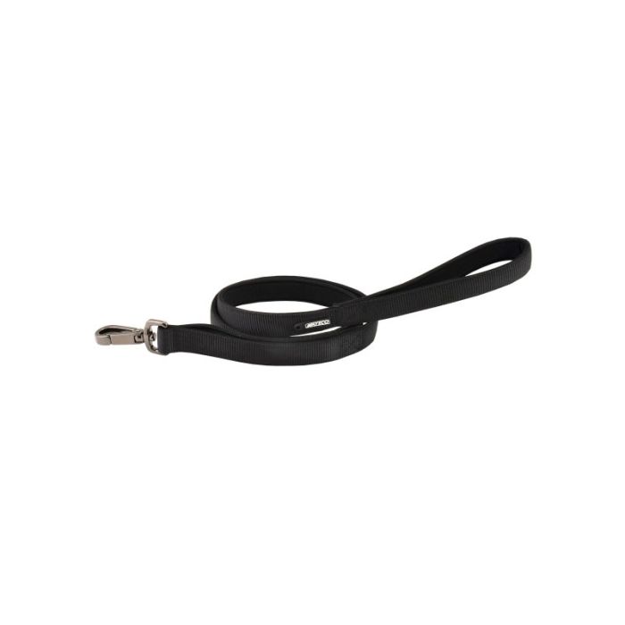 Correa de nylon negro Nayeco de 1,2 metros con asa acolchada de neopreno y carabiner metálico giratorio para perros