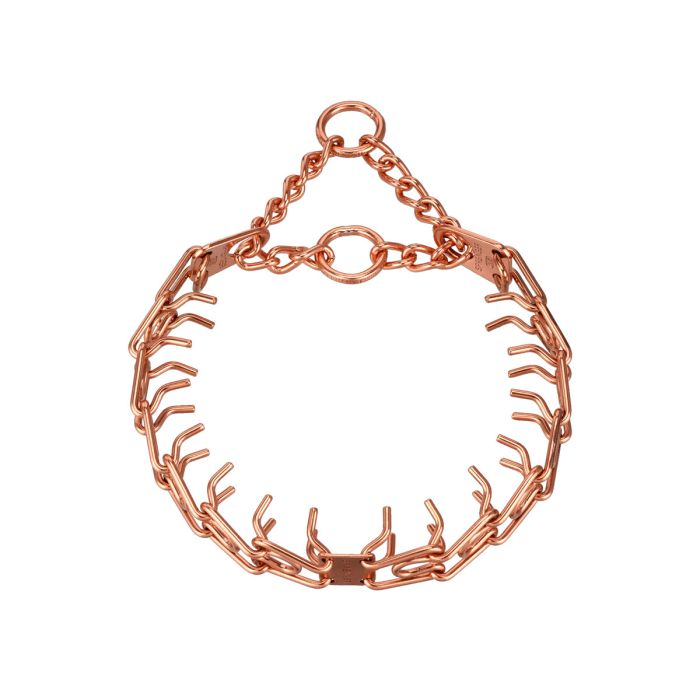 Collar de adiestramiento Herm Sprenger ULTRA-PLUS de curogan 3 mm con eslabones cortos y anillas metálicas, color dorado rojizo, ideal para perros activos como Malinois, versión de 50 cm.