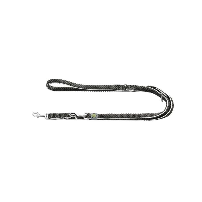 Correa Hunter Hilo Ajustable Antracita de 20 mm de ancho y 2 metros de largo para perro, con malla 3D y mosquetón metálico.
