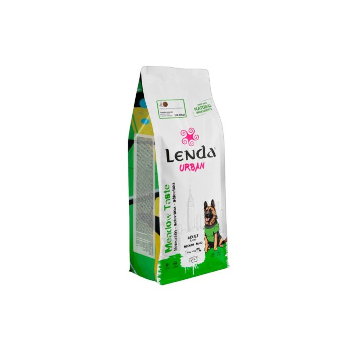 Pienso Lenda Urban Meadow Taste con cordero 15 kg para perros adultos, receta natural rica en carne y sin conservantes
