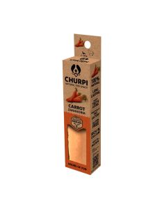 Empaque frontal de cartón kraft de la barra Churpi sabor zanahoria, masticable natural de queso de yak para perros