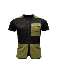 Chaleco de adiestramiento X-OTIK Packleader Mesh+ verde vista frontal con bolsillos y cremallera central