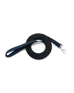 Correa de búsqueda y rastro engomada azul y negra HS Sprenger de 19mm enrollada con mosquetón metálico