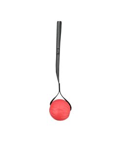 Pelota de goma roja flotante con estrías y asa de nylon gris y negra modelo X-OTIK PowerBite Ball Swimm