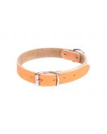 Collar de cuero natural color beige con forro de fieltro interior y hebilla metálica resistente