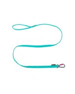 Correa elástica color aqua para perro Non-stop Dogwear Bungee Leash sobre fondo blanco, mostrando mosquetón Twistlock de seguridad y asa.