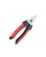 Cortaúñas 3C rojo y negro de 16 cm para perros, con tope de seguridad y mango ergonómico.