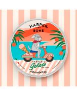 Tarrina de helado para perros Harper and Bone sabor fresa con ilustración de perro en moto