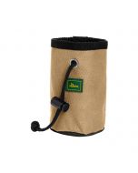 Bolsa de premios para perros Hunter Bugrino Basic color beige con cordón negro y logo Hunter en verde, ideal para adiestramiento canino y guardar snacks.
