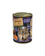 Lata de comida húmeda Natural Greatness Pavo Salmón Calabaza Boniato Espino Amarillo 400g para perro adulto hipoalergénica sin cereales