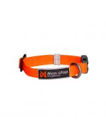 Collar naranja para cachorros Non-stop dogwear Tumble vista completa con etiqueta reflectante
