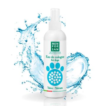 Botella de agua de colonia para perros Menforsan aroma talco 125 ml con difusor en spray