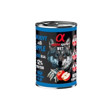 Alpha Spirit Alimento húmedo de boquerón con manzana roja 400 g