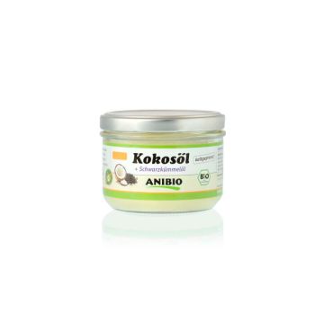 Tarro de vidrio de Anibio Aceite de Coco BIO con Comino Negro 200ml vista frontal