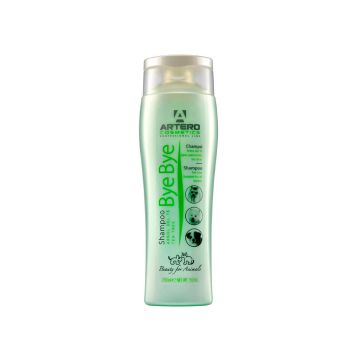 Botella del champú antiparasitario para perros Artero Bye Bye con Árbol de Té, formato 250ml.