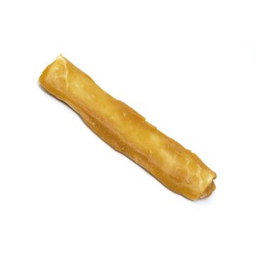 Snack rectangular chip de colágeno con salmón NutraDog textura semitransparente color ámbar