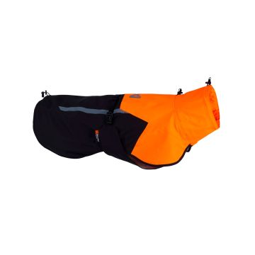 Vista lateral del chubasquero Non-stop dogwear Fjord 2.0 en color naranja y negro