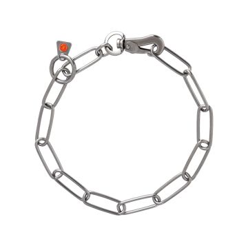 Collar de acero inoxidable HS Sprenger con eslabones largos y mosquetón de ajuste rápido para perros.