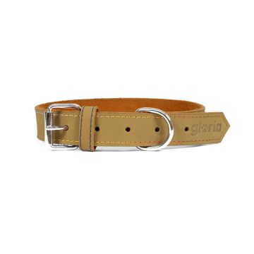 Collar para perro de piel nobuck verde marca Gloria con etiqueta original y costuras de contraste