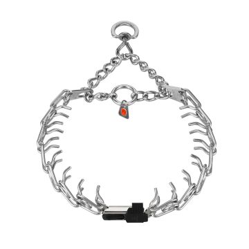 Collar de adiestramiento para perros HS Sprenger Ultra-Plus acero inoxidable con cierre ClicLock central, cadena de arrastre y eslabones cortos de 3mm.