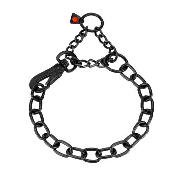 HS Sprenger Collar eslabón medio con gancho de acero inoxidable negro 4 mm