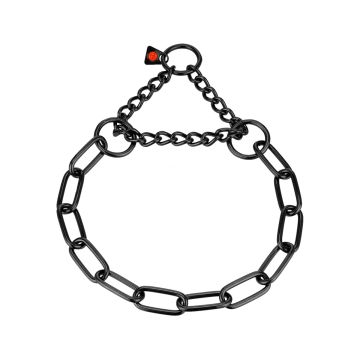 HS Sprenger Collar eslabón largo con restricción de acero inoxidable negro 4 mm