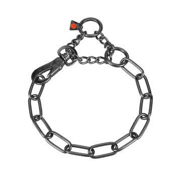 HS Sprenger Collar eslabón largo con gancho de acero inoxidable negro 4 mm