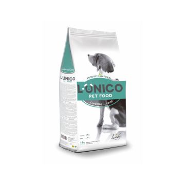 Saco de pienso natural para perros adultos Lenda L-ÚNICO Cordero, con alta digestibilidad, cordero y extractos vegetales funcionales