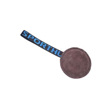 Sporthund Pelota plana de cuero de 12 cm con asa