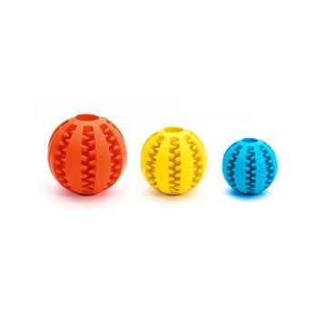 Pelota dental para perros de caucho natural con ranuras para snacks