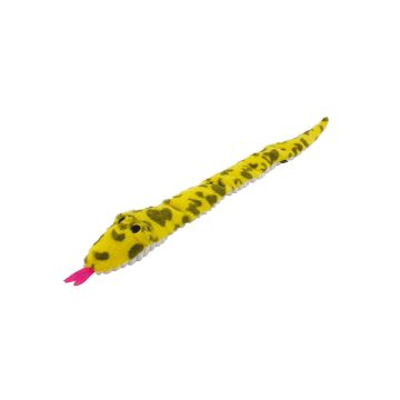 Peluche para perros Nayeco Serpiente Ka en color amarillo y verde con textura suave y sonido