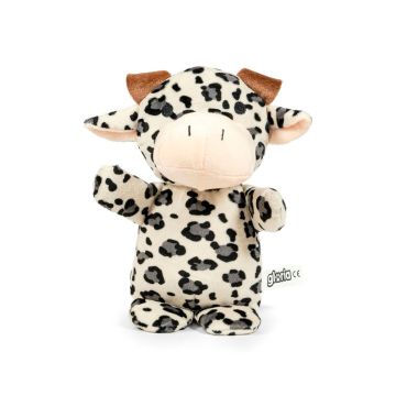 Peluche para perros con forma de vaca marca Gloria vista frontal fondo blanco