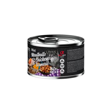 Albóndigas de Pollo y Cúrcuma – Alimento húmedo natural con carne fresca y cúrcuma para perros adultos – Zona K9