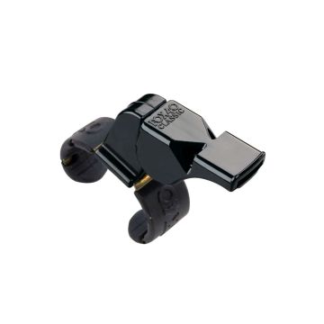 Silbato Fox 40 Classic Fingergrip negro vista lateral tres cuartos sin bola