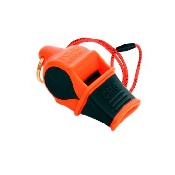 Silbato profesional naranja y negro Fox 40 Sonik Blast CMG con cordón para adiestramiento canino.