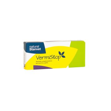 Caja del suplemento natural para la barrera intestinal de perros y gatos VermiStop de Stangest.