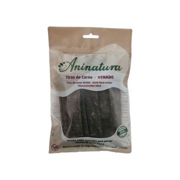 Tiras de carne seca de venado Aninatura para perros, bolsa de 150 gramos