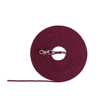 Correa de rastreo Trixie redonda de 6mm en color sangría, fabricada en cuerda náutica y enrollada para mostrar su mosquetón metálico.