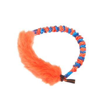 Tug-E-Nuff Bungee Ring naranja y azul de piel sintética para juego y adiestramiento canino