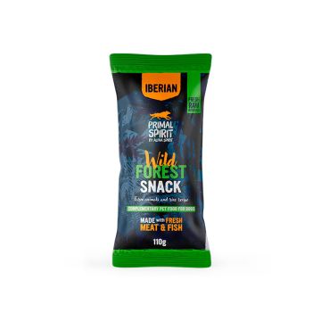 Snack Primal Iberian Wild Forest – Alimento complementario para perros con cerdo y pavo fresco, cúrcuma y levadura de cerveza. Nutrición y sabor óptimos – Zona K9